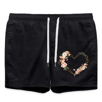 Témoin de la mariée cœur doré Floral - Short de bain - noir - Devant - AI Model Male 185 light (185cm)