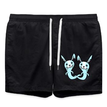 2 Hasen Geist Gespenst spuken Halloween gruselig - Badeshorts - Schwarz - Vorne - AI Model Male 185 light (185cm)