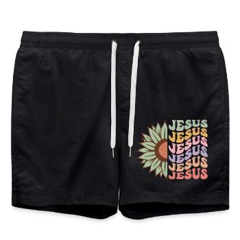 Jésus - Short de bain - noir - Devant - AI Model Male 185 light (185cm)