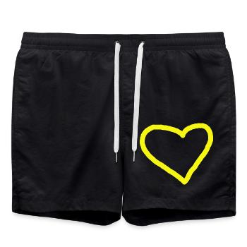 Heart Yellow Gift Idea Heart Love In Love - Swim Trunks - black - Front - AI Model Male 185 light (185cm)