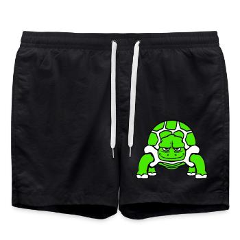 tortue sourit drôle heureux bande dessinée dessin animé - Short de bain - noir - Devant - AI Model Male 185 light (185cm)