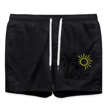 Plage de Island Palm Trees - Short de bain - noir - Devant - AI Model Male 185 light (185cm)