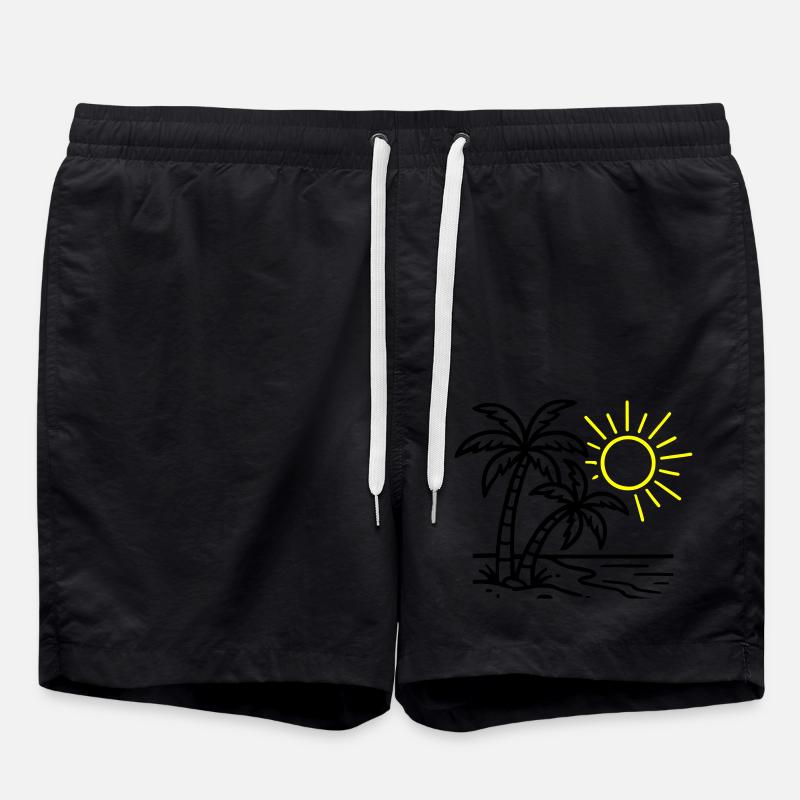 Island Palm Trees Beach - Swim Trunks - black