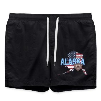 Alaska State United States Souvenir - Swim Trunks - black - Front - AI Model Male 185 light (185cm)
