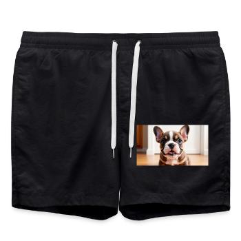 French Bulldog Welpe verspielt mit schönen Augen - Badeshorts - Schwarz - Vorne - AI Model Male 185 light (185cm)