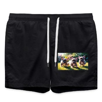 French Bulldog Welpen verspielt mit schönen Augen - Badeshorts - Schwarz - Vorne - AI Model Male 185 light (185cm)