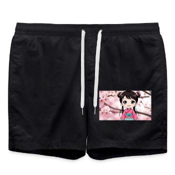 Ein niedliches manga maedchen 1 - Badeshorts - Schwarz - Vorne - AI Model Male 185 light (185cm)