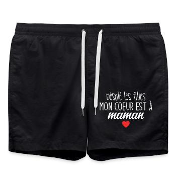 My Heart Belongs to Mom Tender & Assumed Humor - Swim Trunks - black - Front - AI Model Male 185 light (185cm)