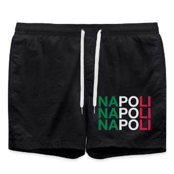 NAPOLI Italian Flag - Naples - Neapel - Badeshorts - Schwarz - Vorne - AI Model Male 185 light (185cm)