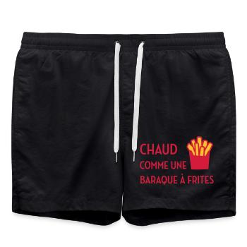 Chaud comme une baraque à frites / Sexy / Sexe - Swim Trunks - black - Front - AI Model Male 185 light (185cm)