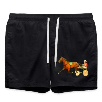Traber Trabrennen Pferderennen - Badeshorts - Schwarz - Vorne - AI Model Male 185 light (185cm)