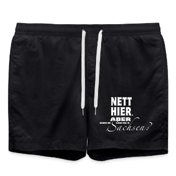 Nett hier. Aber waren Sie schon mal in Sachsen? - Badeshorts - Schwarz - Vorne - AI Model Male 185 light (185cm)