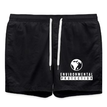 Conservation and environmental protection with planet earth logo - Swim Trunks - black - Front - AI Model Male 185 light (185cm)