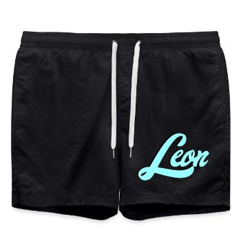 Leon Name Luminous Leo Motif for Animal Lovers - Swim Trunks - black - Front - AI Model Male 185 light (185cm)