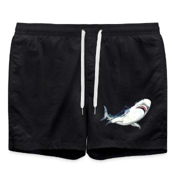 Weißer Hai Watercolor Shark Art Shirt - Badeshorts - Schwarz - Vorne - AI Model Male 185 light (185cm)