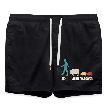 Schwein Landwirt Ich Und Meine Follower - Badeshorts - Schwarz - Vorne - AI Model Male 185 light (185cm)