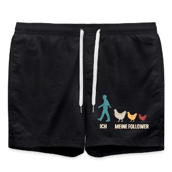 Ich Und Meine Follower Hühner Landwirt Huhn - Badeshorts - Schwarz - Vorne - AI Model Male 185 light (185cm)