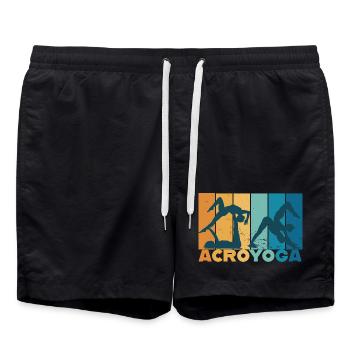 Yoga Acroyoga Partneryoga Vintage Design - Badeshorts - Schwarz - Vorne - AI Model Male 185 light (185cm)