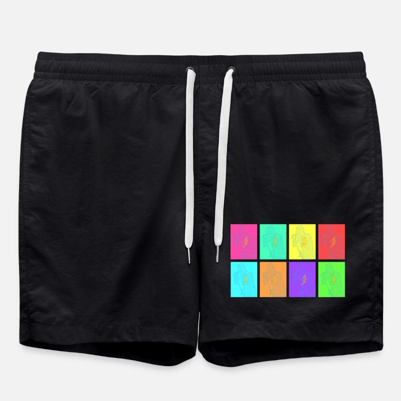 Rocksänger in der Pop Art - Badeshorts - Schwarz
