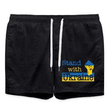 Stand with Ukraine! blue yellow - Swim Trunks - black - Front - AI Model Male 185 light (185cm)