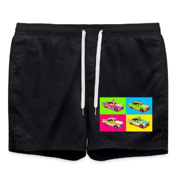 Taxi Pop Art Quadri Couleurs - Short de bain - noir - Devant - AI Model Male 185 light (185cm)