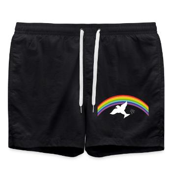 RAINBOW Regenbogen with peace dove - Badeshorts - Schwarz - Vorne - AI Model Male 185 light (185cm)