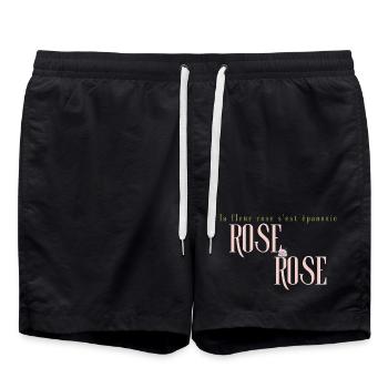 Rose Bloom Typography in Pastel Pink - Swim Trunks - black - Front - AI Model Male 185 light (185cm)