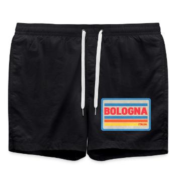 Bologna Italia Vintage Streifen - Badeshorts - Schwarz - Vorne - AI Model Male 185 light (185cm)