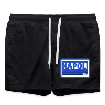 Napoli Lettering Blue Italia - Swim Trunks - black - Front - AI Model Male 185 light (185cm)