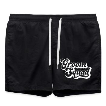 Groom Squad Bachelor Party Men Matching Crew Group - Swim Trunks - black - Front - AI Model Male 185 light (185cm)