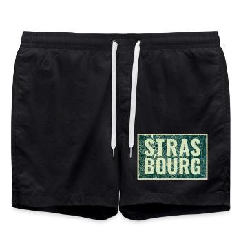 Strasbourg City Map – Urban Design - Swim Trunks - black - Front - AI Model Male 185 light (185cm)