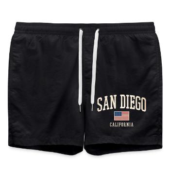 San Diego, California, USA - Swim Trunks - black - Front - AI Model Male 185 light (185cm)
