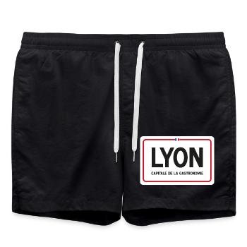 Panneau de la ville de Lyon - Short de bain - noir - Devant - AI Model Male 185 light (185cm)