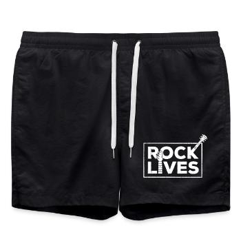 Rock Lives Bold Statement-Design - Badeshorts - Schwarz - Vorne - AI Model Male 185 light (185cm)