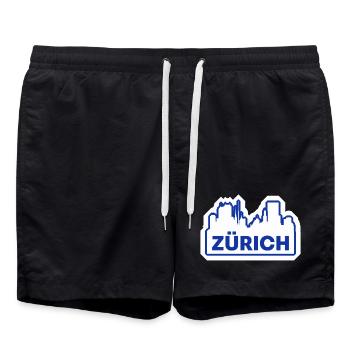Impression du logo Zurich Skyline - Short de bain - noir - Devant - AI Model Male 185 light (185cm)