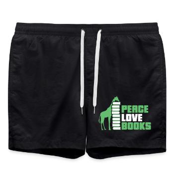 Reading Books Book Giraffe - Swim Trunks - black - Front - AI Model Male 185 light (185cm)