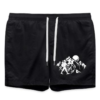 Mountains Hiking Nature Trekking Mountain Icon Logo - Swim Trunks - black - Front - AI Model Male 185 light (185cm)
