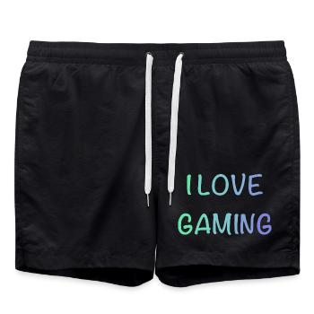 I Love Gaming - Swim Trunks - black - Front - AI Model Male 185 light (185cm)