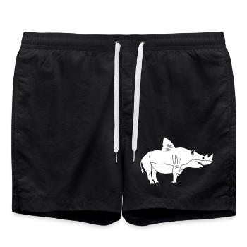 White rhinoceros shark - Swim Trunks - black - Front - AI Model Male 185 light (185cm)