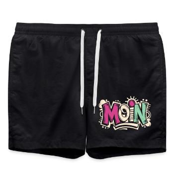 Funky Moin | Cooles Streetwear-Typo-Shirt - Badeshorts - Schwarz - Vorne - AI Model Male 185 light (185cm)