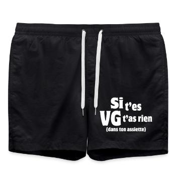 végan, végétarien, végan humour - Short de bain - noir - Devant - AI Model Male 185 light (185cm)