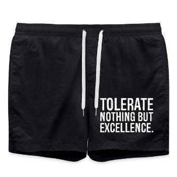 tolerate nothing but excellence - Swim Trunks - black - Front - AI Model Male 185 light (185cm)