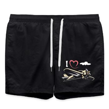 Flugzeug Liebe - Fliegerei und Piloten Symbol - Badeshorts - Schwarz - Vorne - AI Model Male 185 light (185cm)