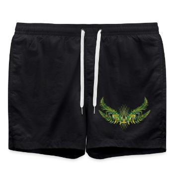Filigree fern ornament in soft green tones - Swim Trunks - black - Front - AI Model Male 185 light (185cm)