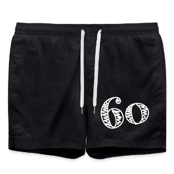 60. 60 ANS. 60e ANNIVERSAIRE. ANNIVERSAIRE 60 ANS. - Short de bain - noir - Devant - AI Model Male 185 light (185cm)