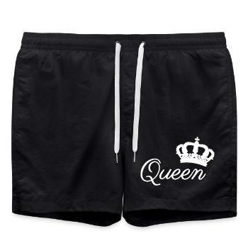 Elegantes Queen Crown Typografie-Design - Badeshorts - Schwarz - Vorne - AI Model Male 185 light (185cm)