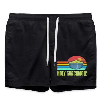 Holy Guacamole Retro Funny Avocado Dip Pun - Badeshorts - Schwarz - Vorne - AI Model Male 185 light (185cm)