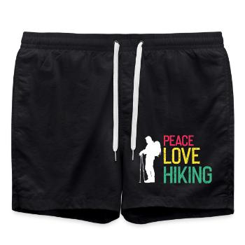Peaceful Hiking Life Nature Trail Explorer Fan - Badeshorts - Schwarz - Vorne - AI Model Male 185 light (185cm)