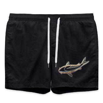 Iridescent Koi Fish – Colorful and Elegant - Swim Trunks - black - Front - AI Model Male 185 light (185cm)