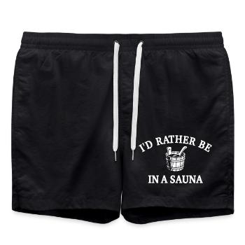 Lieber In Der Sauna - Saunieren Spruch - Badeshorts - Schwarz - Vorne - AI Model Male 185 light (185cm)